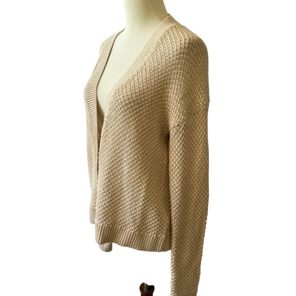 J MCLAUGHLIN TABITHA CARDIGAN SWEATER COTTON NYLON LUXE NEUTRAL PREPPY M - Picture 3 of 12